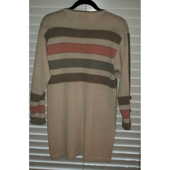 Vintage Liz Sheldon, LTD Sweater Knit Dress Gold Buttons, Metallic Thread M - Picture 5 of 6
